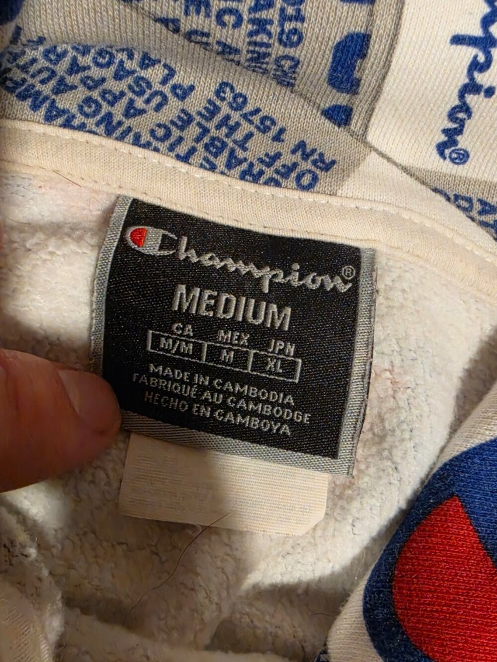 Champion 100 Years All Over Print Logo Hoodie Medium - Picture 7 of 9